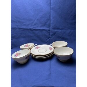 Rosenthal Bavaria Vintage 4 Teacup & Saucer Set With Floral Design German 282443